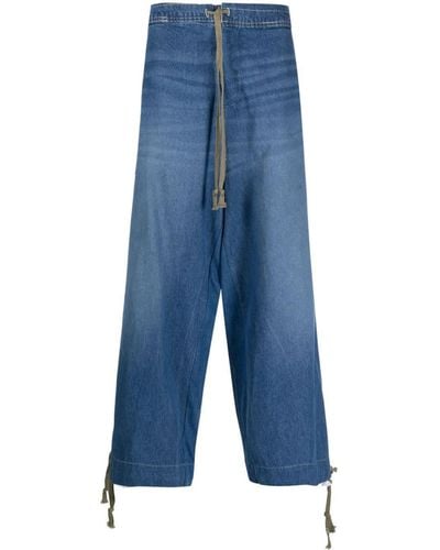 Greg Lauren Lockere Hybrid-Jeans mit Kordelzug - Blau