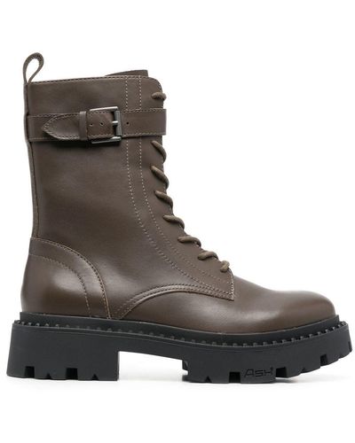 Ash Leather Lace Up Boots - Brown