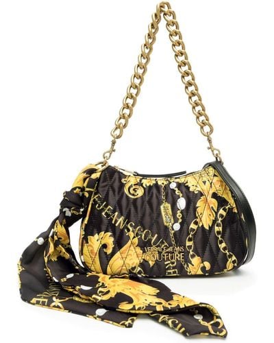 Versace Chain Couture-print Quilted Crossbody Bag - Metallic