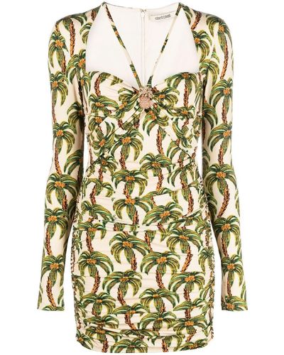 Roberto Cavalli Kleid mit Palmen-Print - Natur
