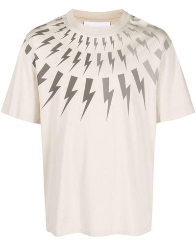 Neil Barrett T-shirt en coton à imprimé Thunderbolt - Neutre