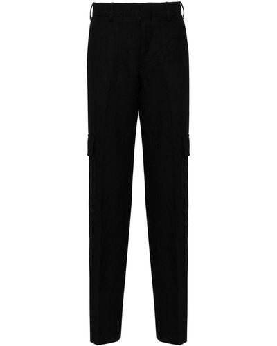 Lardini Straight-leg Flax Cargo Trousers - Black