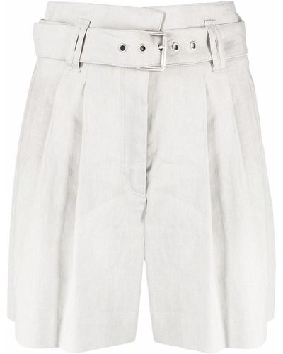 IRO High-waisted Cotton-blend Shorts - Gray