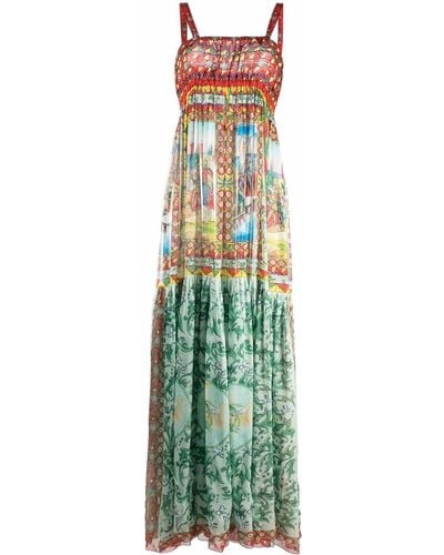 Dolce & Gabbana Maxi-jurk Met Print - Groen