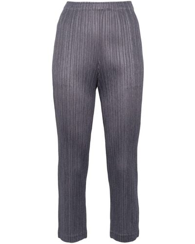 Pleats Please Issey Miyake Thicker pleated cropped trousers - Grigio