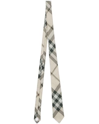 Burberry Chequered Silk Tie - Metallic