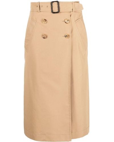 Moschino High-waisted Belted Midi Skirt - Natural