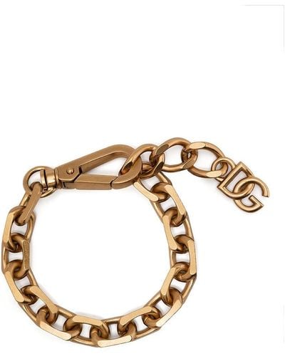 Dolce & Gabbana Logo-plaque Chain-link Bracelet - White