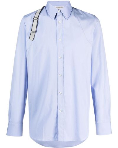 Alexander McQueen Harness-detail Poplin Shirt - Blue