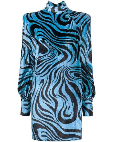 Philosophy Di Lorenzo Serafini Abstract-print Velvet Dress - Blue
