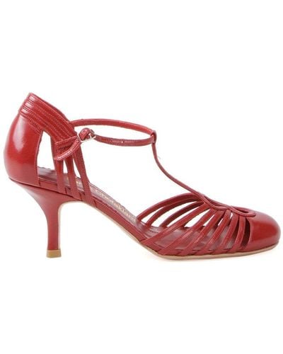 Sarah Chofakian Zapatos de tacón con tiras - Rojo