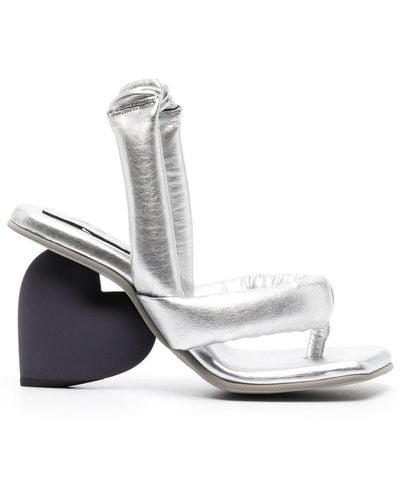 Yume Yume 105mm Heart Shape-heel Metallic Sandals - White