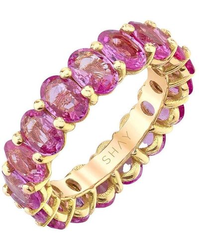 SHAY 18kt Yellow Gold Pink Sapphire Eternity Ring