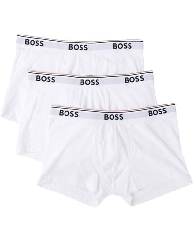 BOSS Pack-of-three Logo-waistband Boxer Briefs - White
