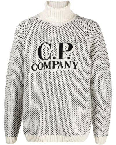 C.P. Company ロゴインターシャ セーター - グレー