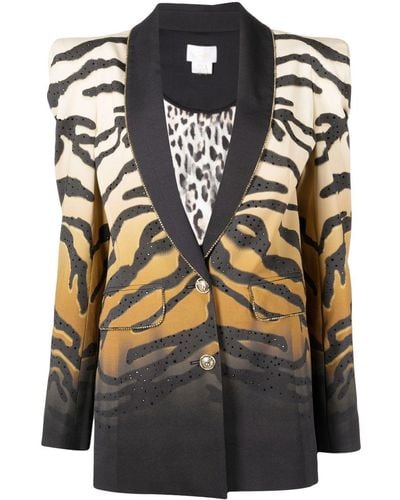 Camilla Blazer Met Zebraprint - Zwart