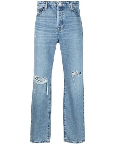 FRAME Distressed-finish Straight-leg Jeans - Blue
