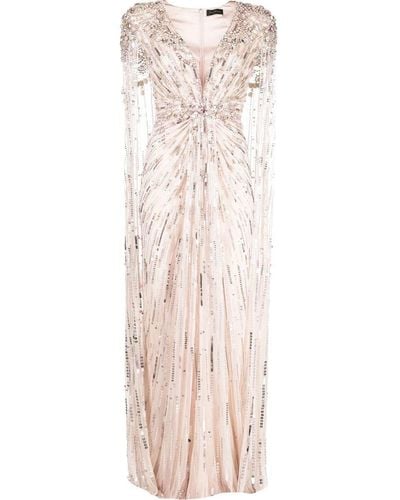 Jenny Packham Lotus Lady Sequin-embellished Cape Gown - Pink