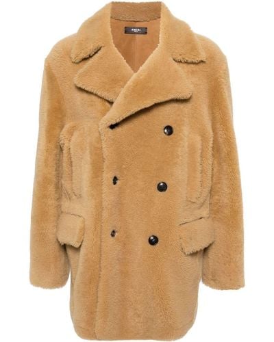 Amiri Doppelreihiger Mantel aus Shearling - Natur