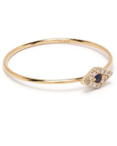 EF Collection 14kt Yellow Gold Evil Evil Diamond And Sapphire Ring - Metallic