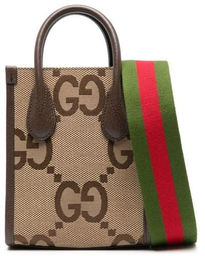Gucci Minibolso Tote con GG Jumbo - Marrón