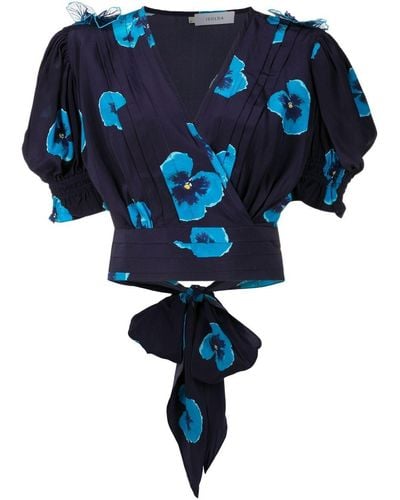 Isolda Top Lena con motivo floral - Azul
