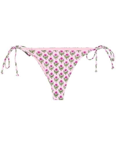 Mc2 Saint Barth Marielle Floral-print Bikini Bottom - Pink