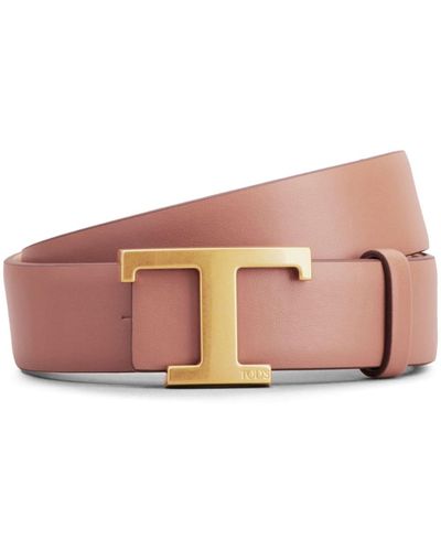 Tod's T Timeless Reversible Leather Belt - Pink