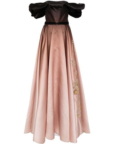 Saiid Kobeisy Gradient-effect Off-shoulder Dress - Pink