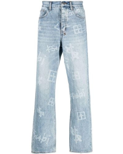 Ksubi Straight-Leg-Jeans mit Print - Blau