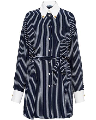 Prada Striped Silk Shirt - Blue