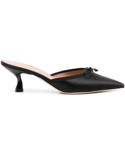 Malone Souliers Bow-detail Satin Mules - Black