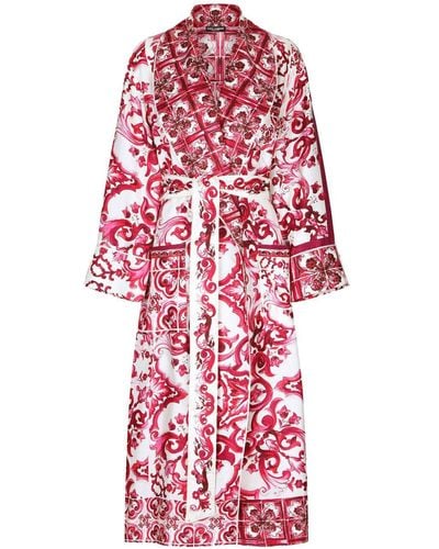 Dolce & Gabbana Maiolica-print Silk Coat - Red