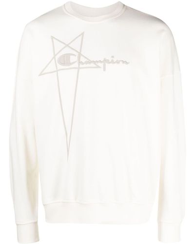 Rick Owens X Champion Embroidered-logo Cotton Sweatshirt - White