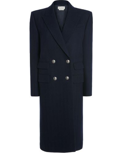 Alexander McQueen Knitted Double-breasted Coat - Blue