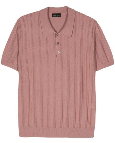 Roberto Collina Short-sleeve knitted polo shirt - Rosa