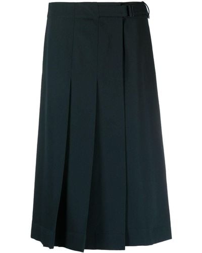 Lemaire Pleated Wool Wrap Skirt - Blue