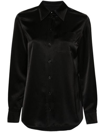 Lanvin Long Sleeve Satin Shirt - Black
