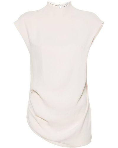 Gauchère Crepe Asymmetric Sleeveless Blouse - White