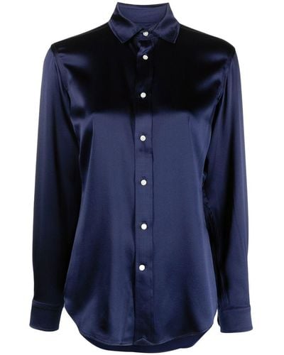 Polo Ralph Lauren Chemise en soie à manches longues - Bleu