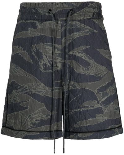 Mostly Heard Rarely Seen Gesteppte Joggingshorts mit Camouflage-Print - Grau