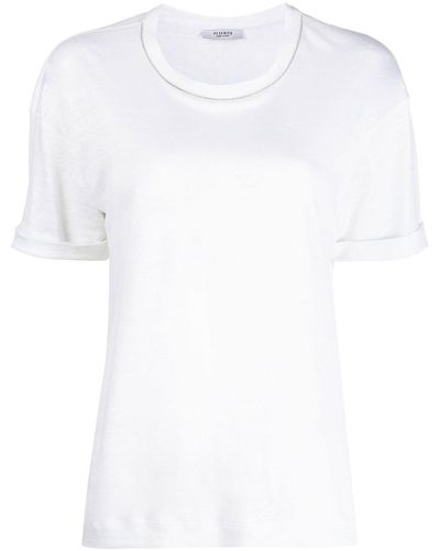 Peserico ラウンドネック リネンtシャツ - ホワイト