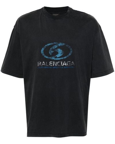 Balenciaga T-shirt en coton à logo Surfer imprimé - Noir