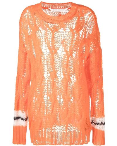 Palm Angels Track Mohair Cable-knit Sweater - Orange