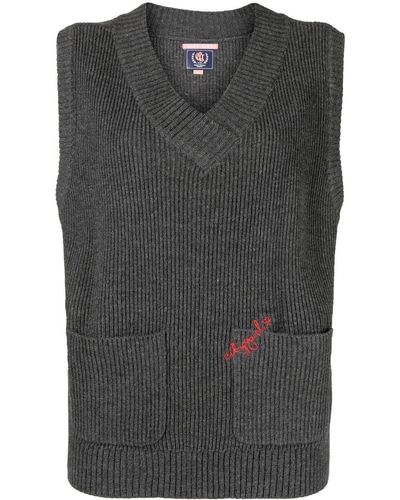 Chocoolate Embroidered-logo Ribbed Vest - Gray