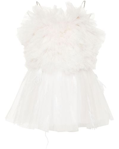Loulou Round-neck Ruffled Minidress - White
