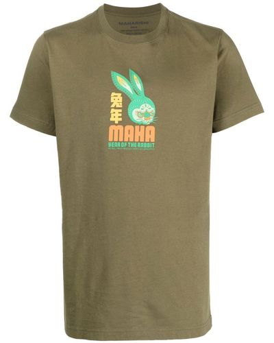 Maharishi T-shirt Met Grafische Print - Groen