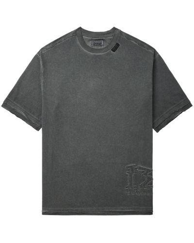 Izzue T-shirt en coton à effet usé - Gris