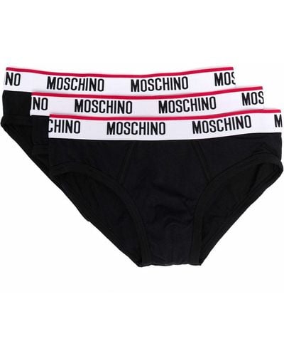 Moschino Logo-waistband Three-pack Briefs - Black