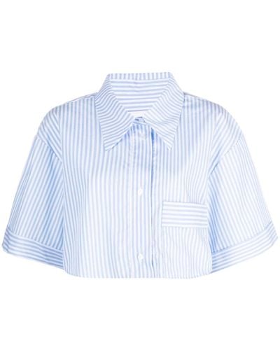 Viktor & Rolf Striped Cropped Organic-cotton Shirt - Blue